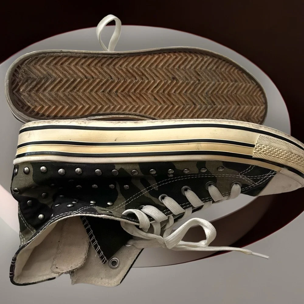 Women’s Bucco 10m High Top Sneakers Camouflage Shoes Studs Canvas Camo Zipper - Picture 6 of 7